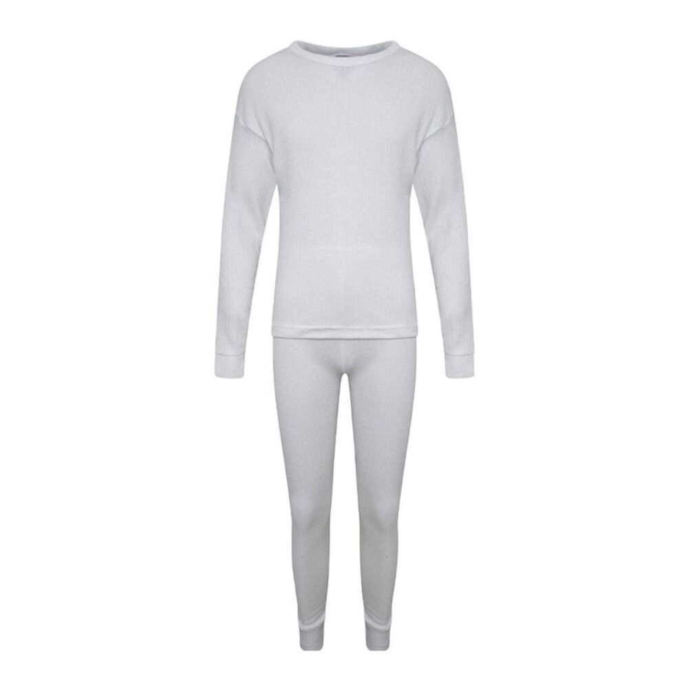 K Collection Childrens/Kids Long-Sleeved Thermal Base Layers Set / White